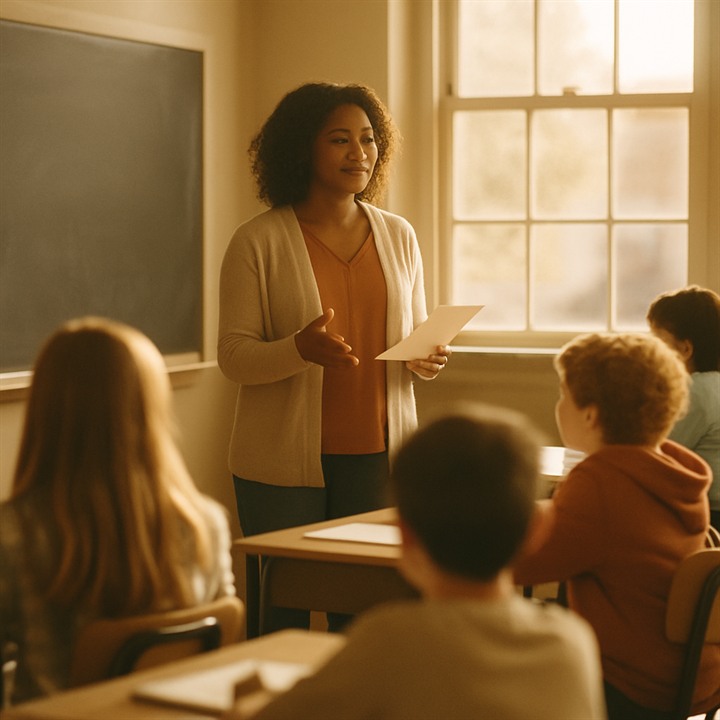 A teacher leading a digital-citizenship lesson