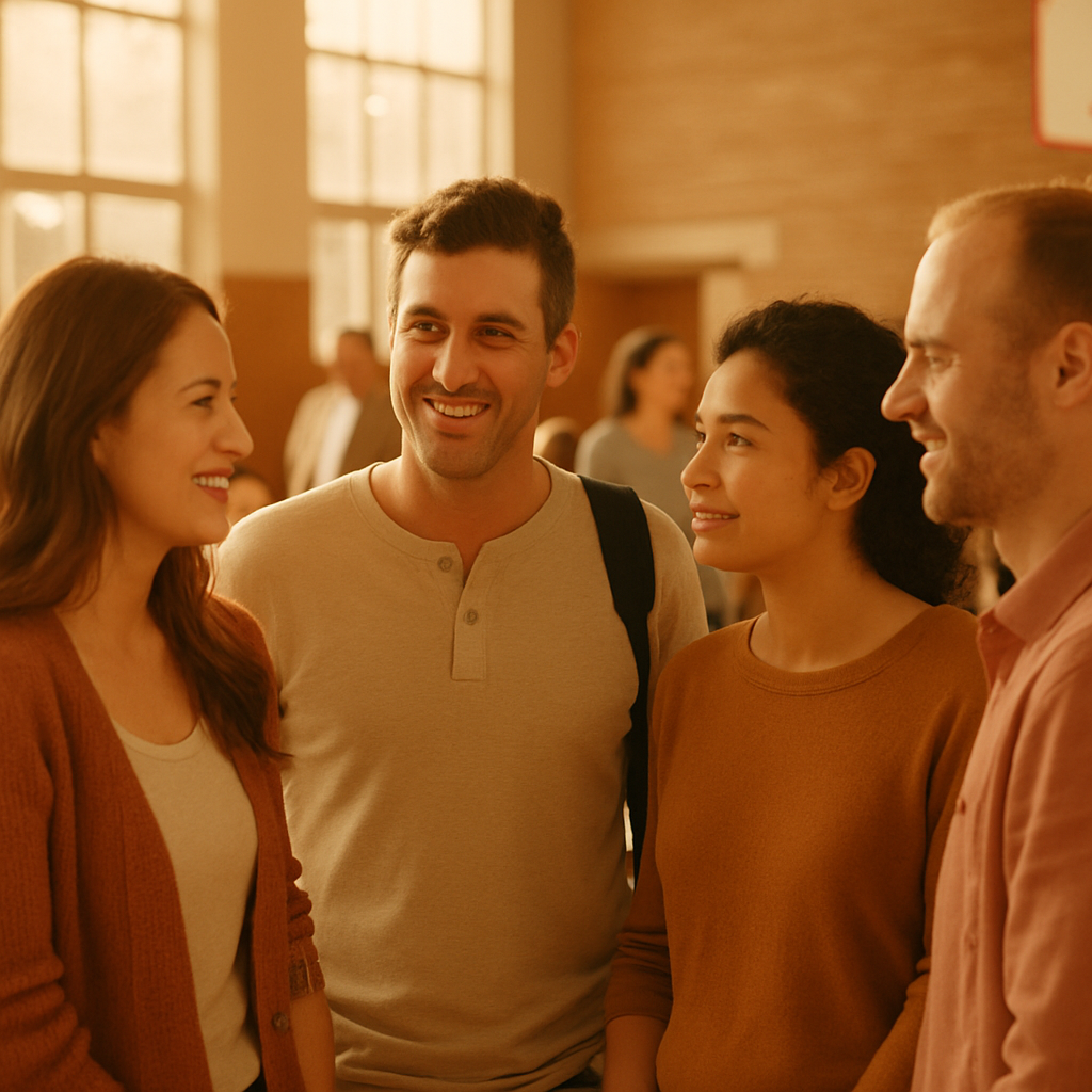 Parents talking together at a school gathering