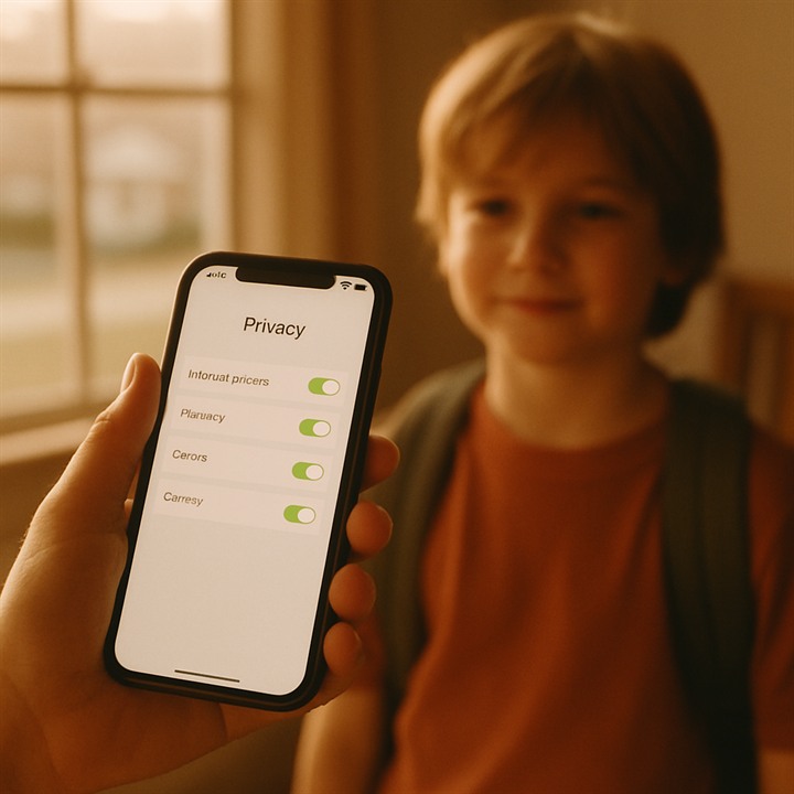 A phone showing privacy settings switched to high