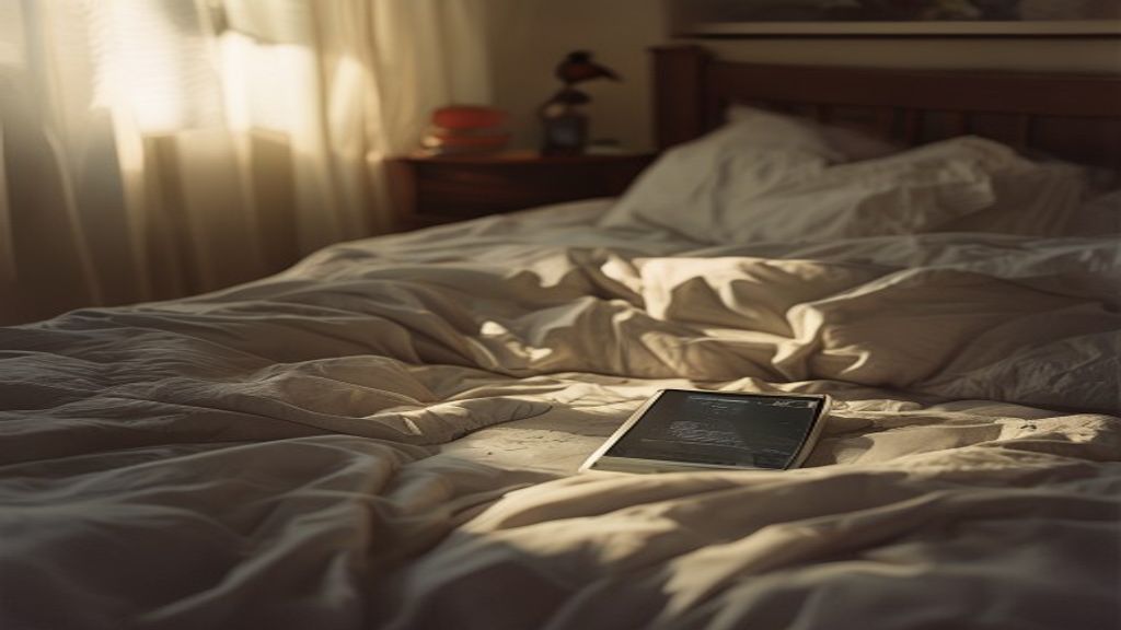 A blurred motion image of scrolling content on a screen