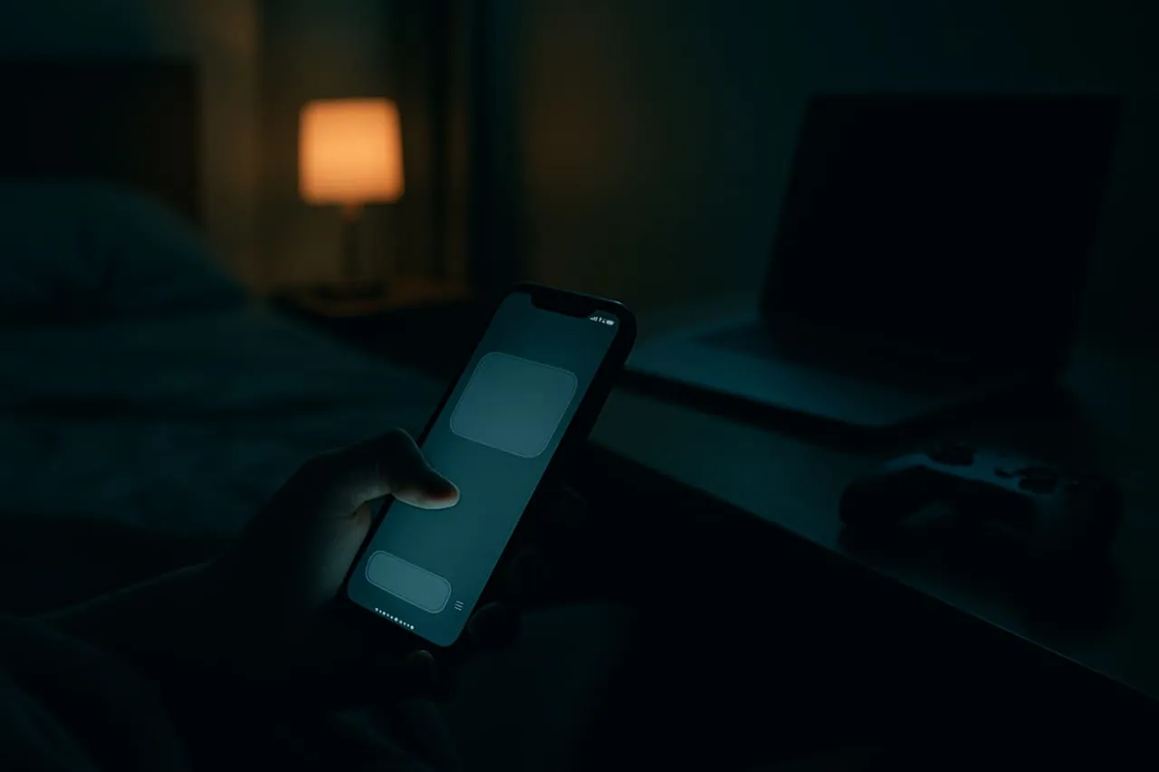 A teen on a phone late at night, ChatGPT chat visible