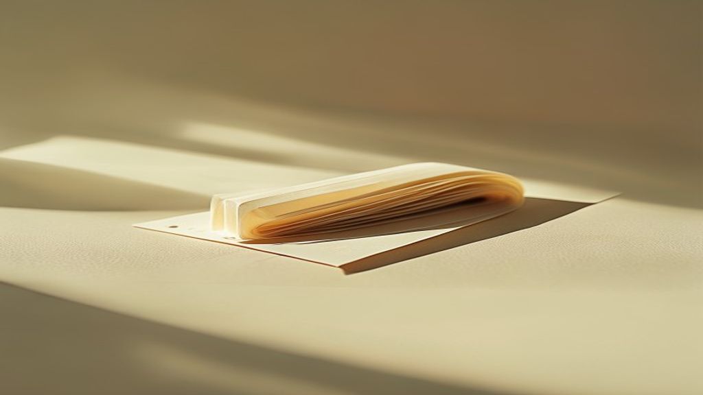 A folded strip of soft tape on a pale surface